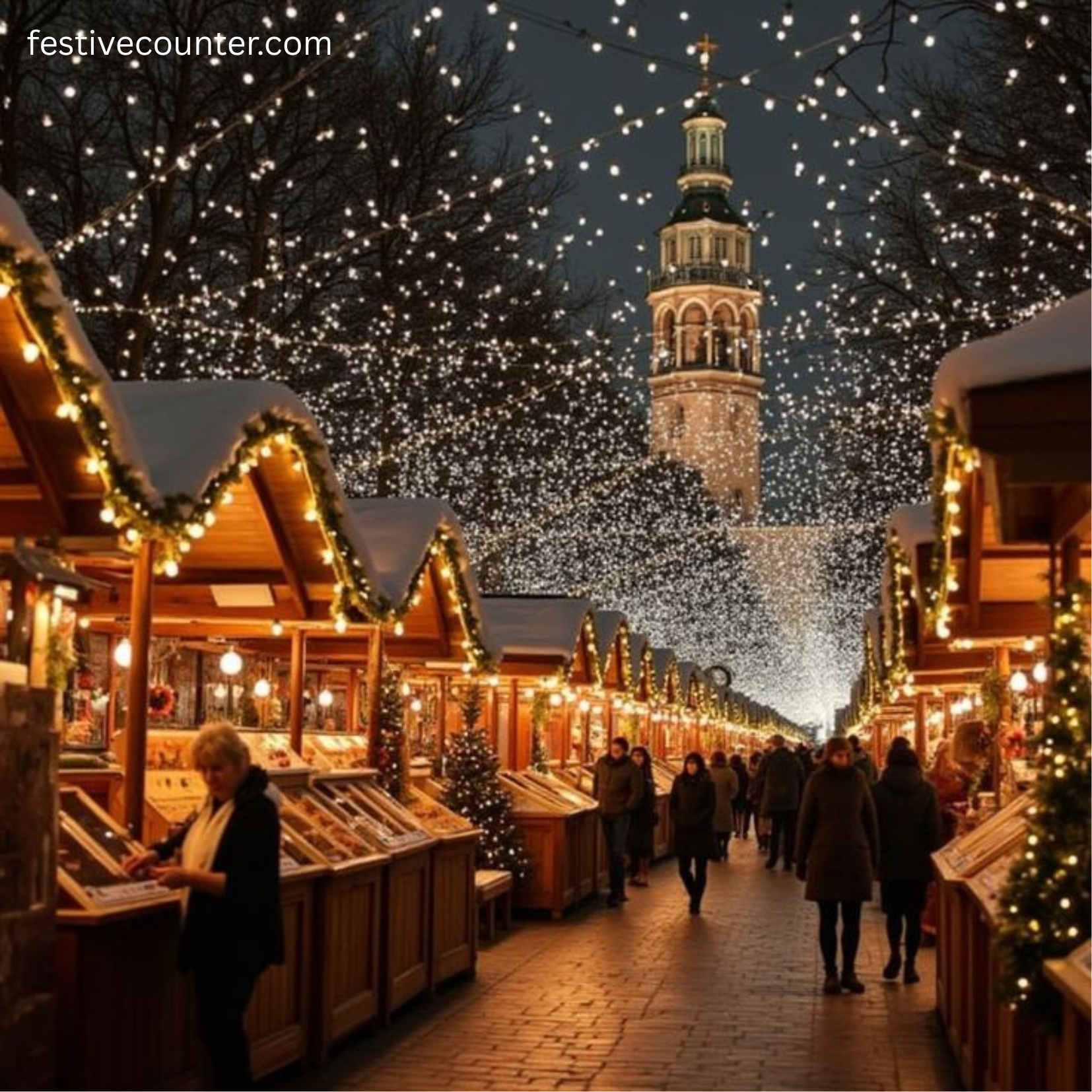 Market full of people at the Christmas his picture symbolizing a market