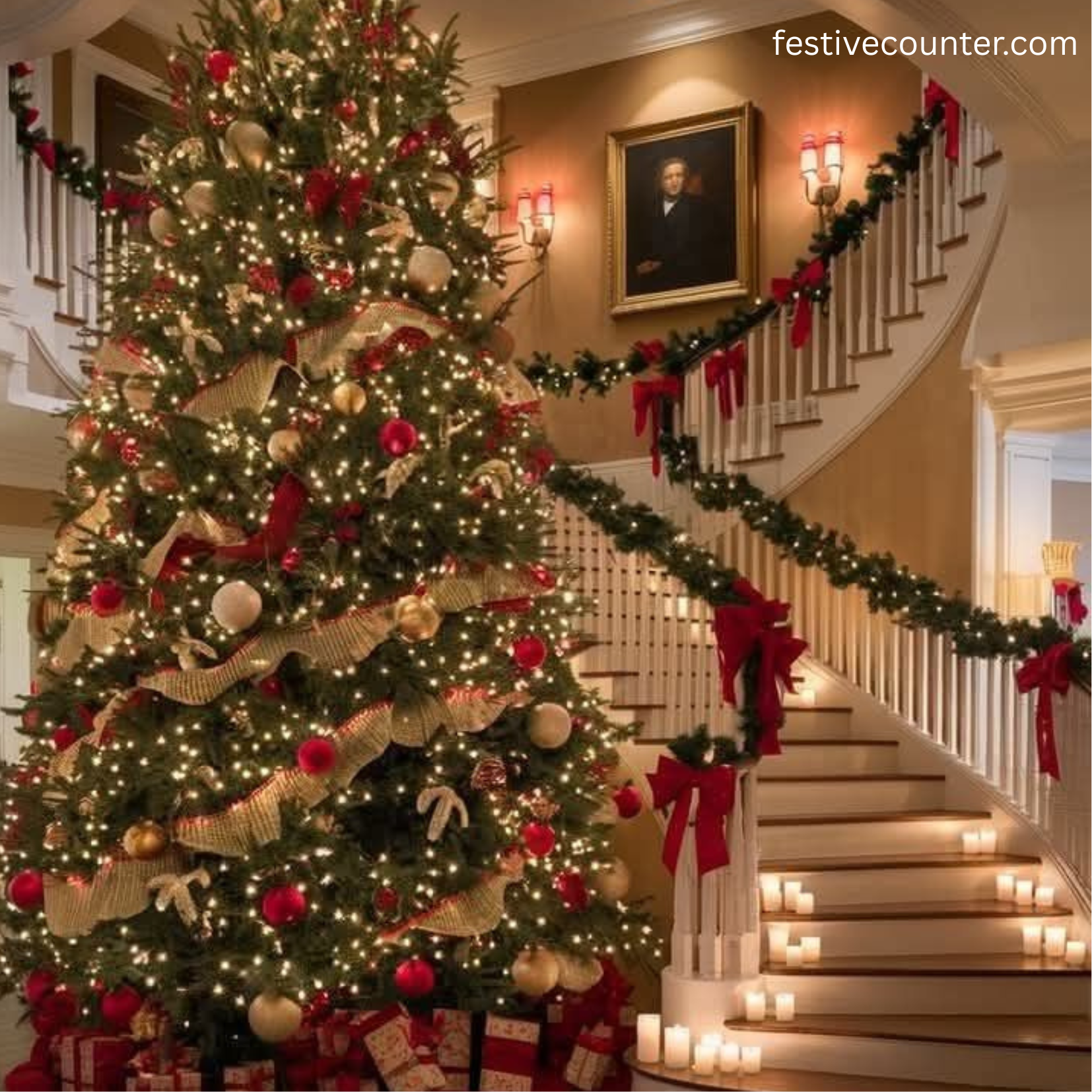 Christmas tree Christmas tree in a beautiful house at Christmas festival