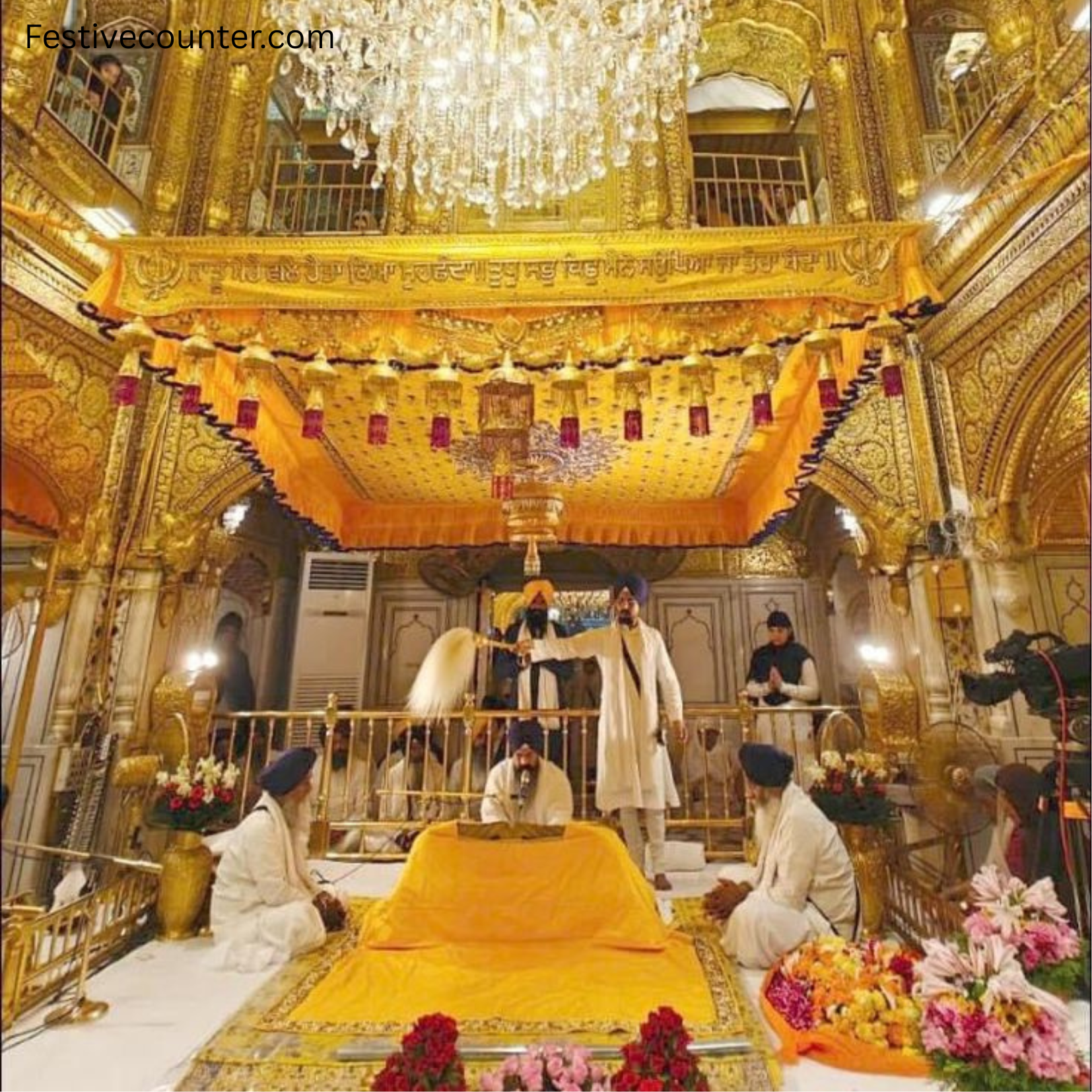 Sacred Site of Guru Nanak Dev Ji at Kartarpur Sahib Gurdwara Interior view of Kartarpur Sahib Gurdwara showing the resting place of Guru Nanak Dev Ji, symbolizing spiritual unity.
