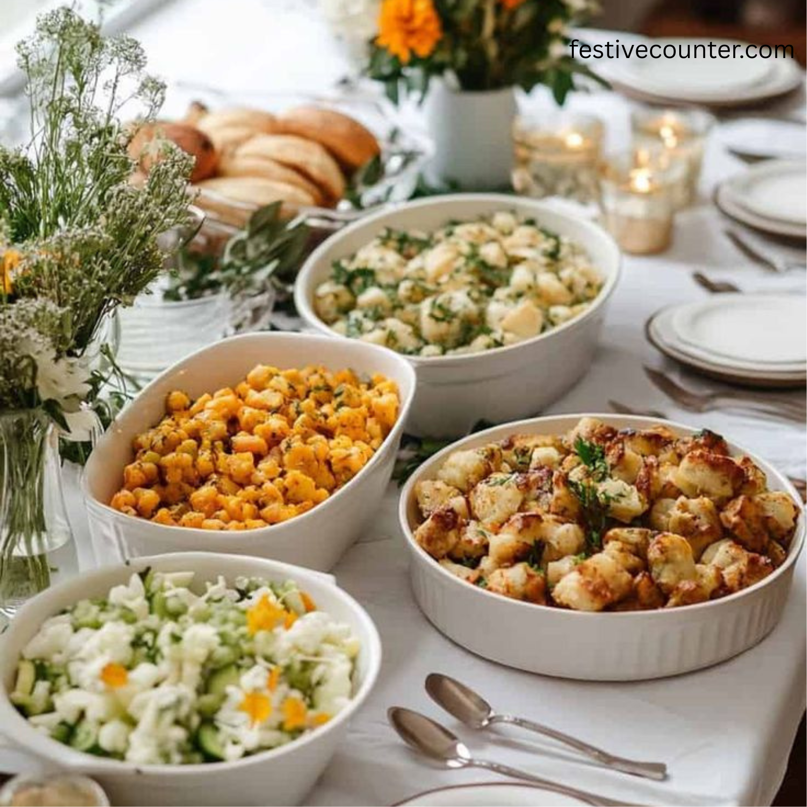 Classic Thanksgiving Dinner Table A beautifully arranged Thanksgiving feast with turkey, mashed potatoes, stuffing, and pumpkin pie.