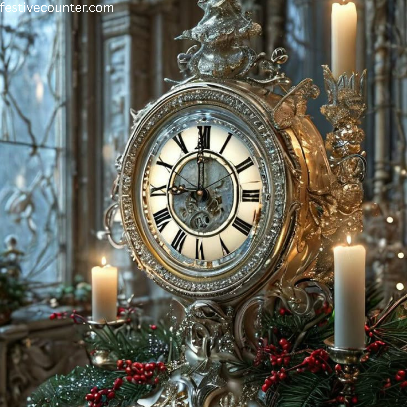 Precision Timing for Joyful Moments” Elegant clock symbolizing countdown timer for festivals