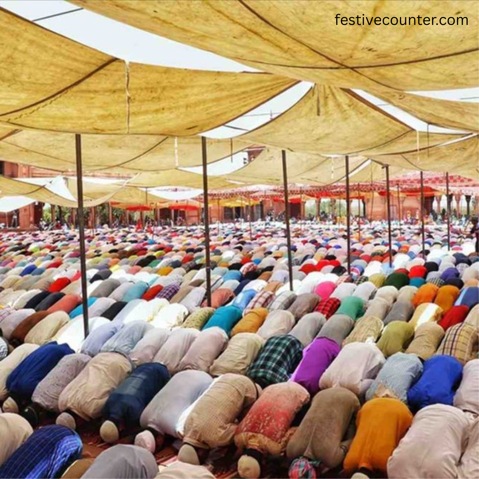 Thousands of Muslims offering Eid al-Adha prayers in an open Eidgah in Pakistan