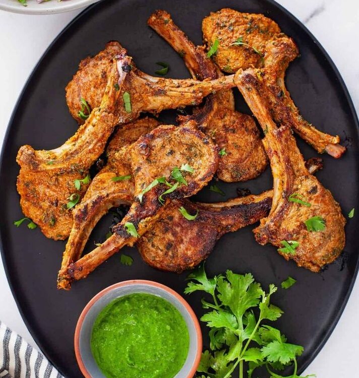 Juicy lamb chops marinated with traditional spices and grilled for Eid al-Adha celebration