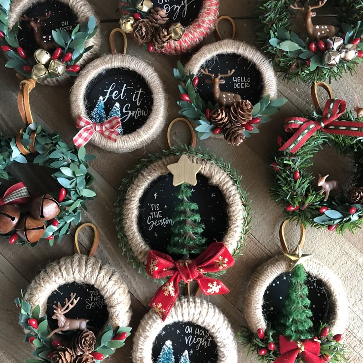 Miniature Christmas baskets with festive holiday designs